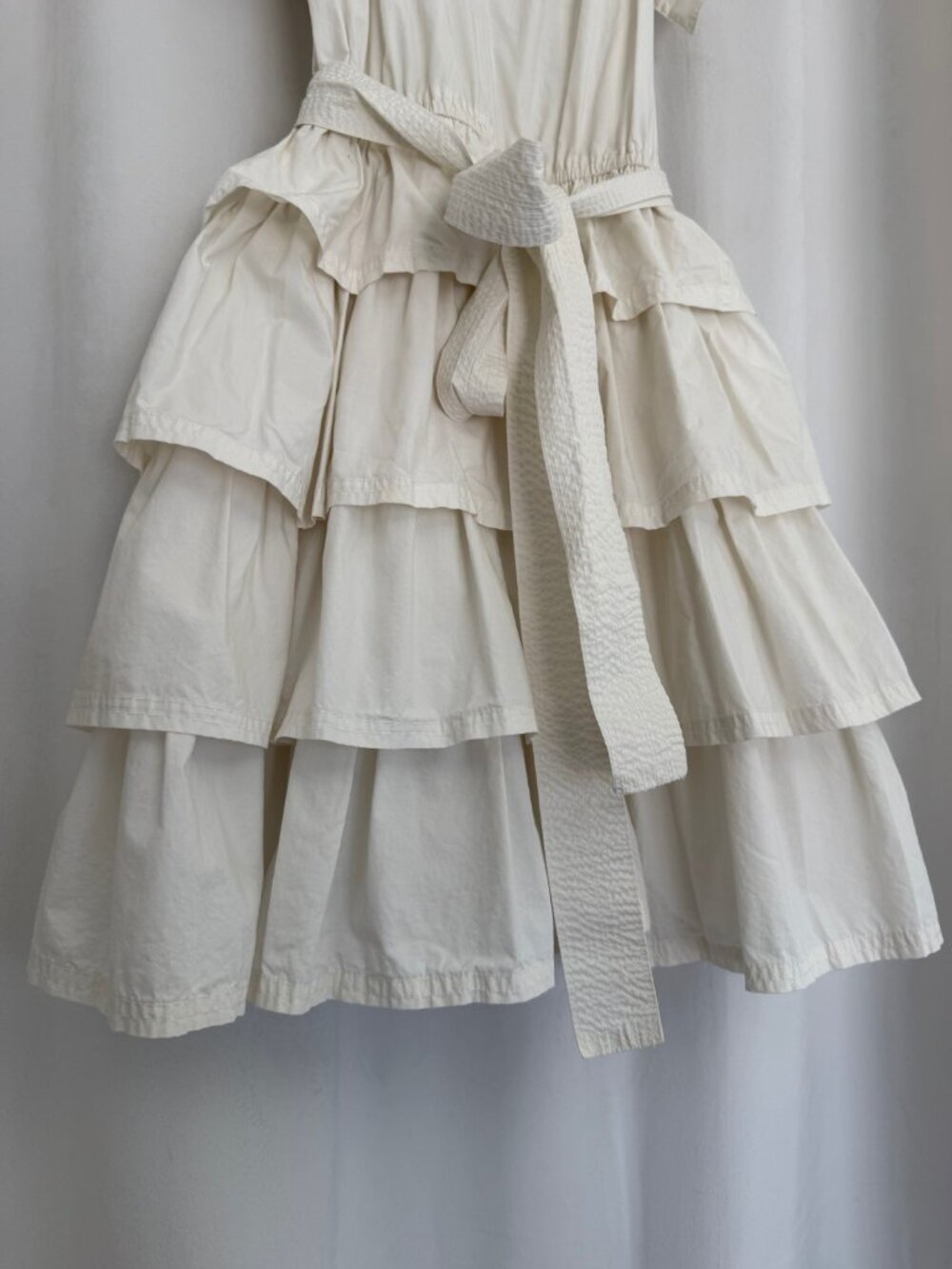 Ulla Johnson Lulua Dress Bone Ivory Cotton Ruffle Tiered Mini Dress Size 4 - Picture 7 of 10